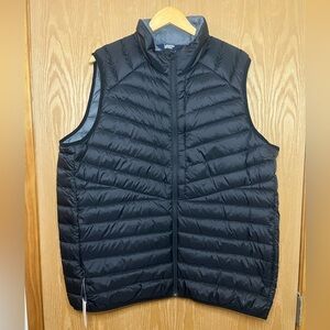 Lands End 800 down Black Quilted Puffer Vest with Stand-Up Collar size XL